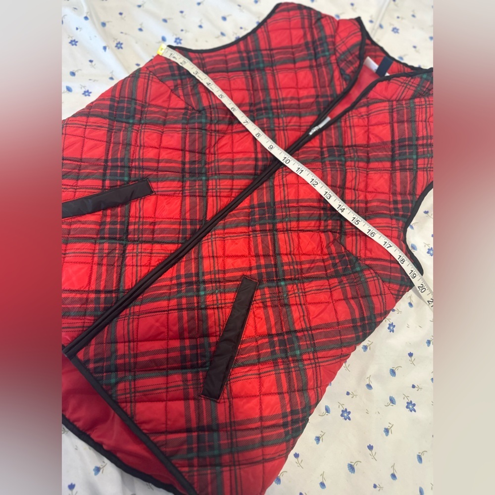 EUC Karen Scott Sport SzM Red black Tartan plaid quilted puffer Full Zip Vest - Picture 3 of 12